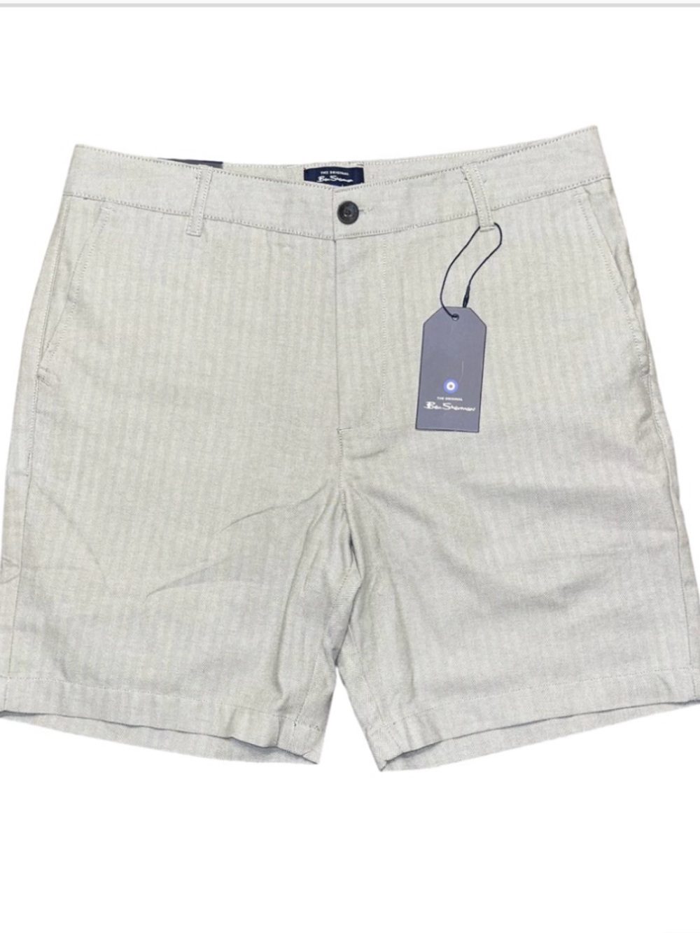 Ben Sherman Khaki Tan Herringbone Flat Front Shorts NWT Men’s 33 Vetiver